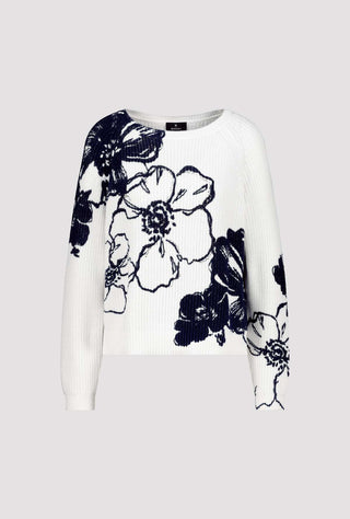 Monari Floral Print Jumper Ivory Blue - MMJs Fashion