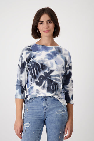 Monari Floral Print Top Blue - MMJs Fashion