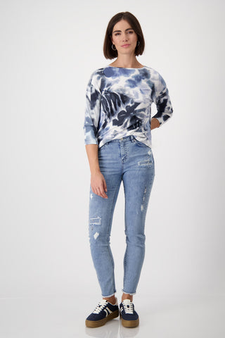 Monari Floral Print Top Blue - MMJs Fashion