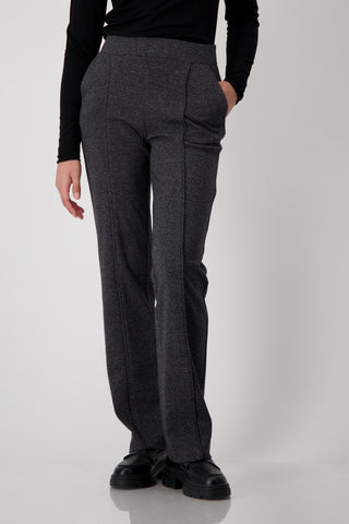 Monari Herringbone Wide Leg Trousers Black - MMJs Fashion