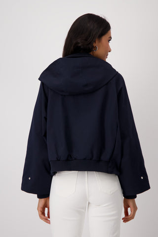 Monari Hooded Oversize Jacket Navy Blue - MMJs Fashion