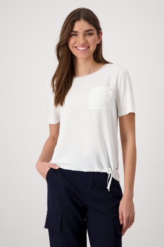 Monari Jersey Viscose Top with Pocket Ivory - MMJs Fashion