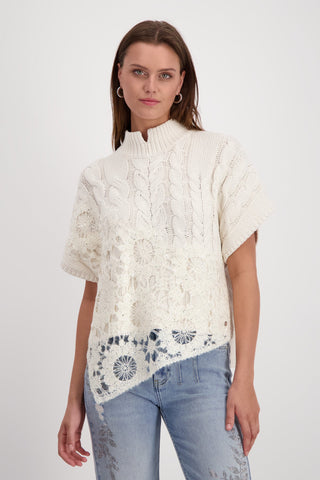 Monari Lace and Cable Knit Jumper Ivory - MMJs Fashion