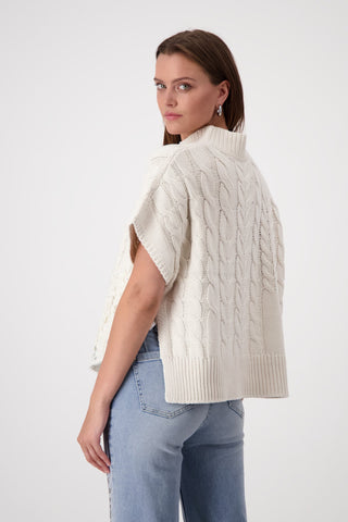 Monari Lace and Cable Knit Jumper Ivory - MMJs Fashion