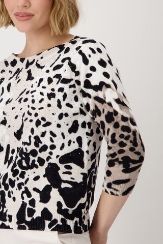 Monari Leopard Print Jumper Beige Black - MMJs Fashion