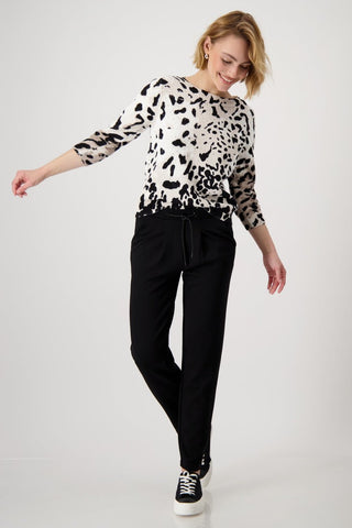 Monari Leopard Print Jumper Beige Black - MMJs Fashion