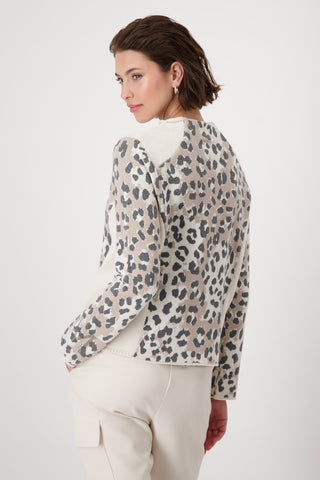 Monari Leopard Print Jumper Ivory Grey - MMJs Fashion