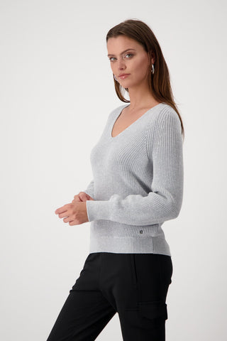 Monari Lurex Jumper Silver Grey Melange - MMJs Fashion