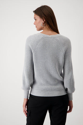 Monari Lurex Jumper Silver Grey Melange - MMJs Fashion