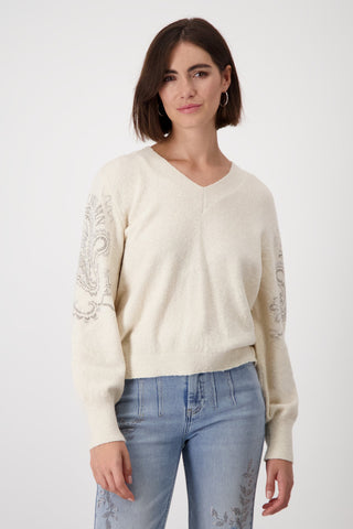 Monari Reversible Ivory Jewelled Jumper Ivory - MMJs Fashion