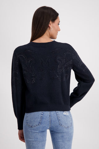 Monari Reversible Jumper with Rhinestones Dark Blue - MMJs Fashion