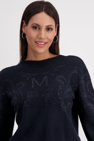 Monari Reversible Jumper with Rhinestones Dark Blue - MMJs Fashion