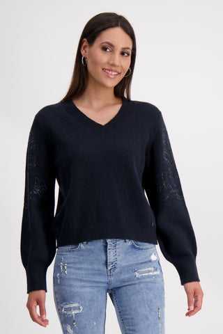 Monari Reversible Jumper with Rhinestones Dark Blue - MMJs Fashion