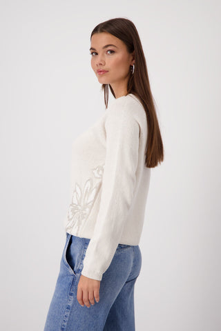 Monari Sequin Flower Jumper Beige - MMJs Fashion