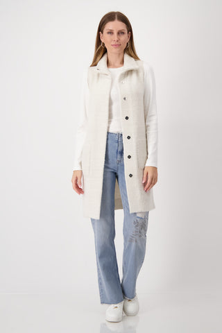 Monari Sleeveless Cardigan with Lurex Ivory - MMJs Fashion