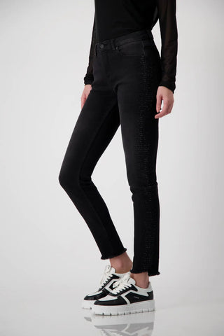 Monari Slim Fit Jeans with Rhinestones Black - MMJs Fashion