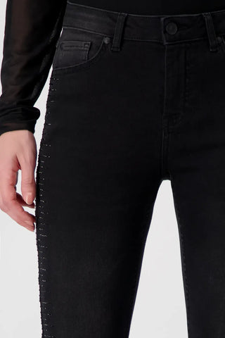 Monari Slim Fit Jeans with Rhinestones Black - MMJs Fashion