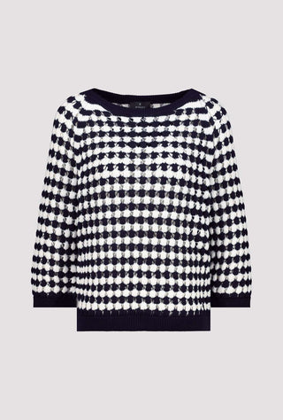 Monari Striped Ajour Jumper Blue Ivory - MMJs Fashion