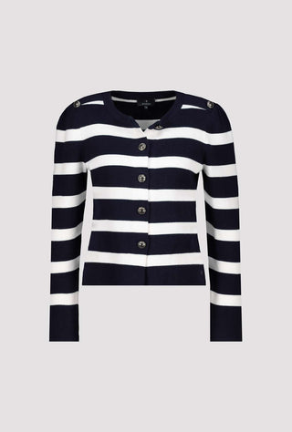 Monari Striped Cotton Cardigan Blue Ivory - MMJs Fashion