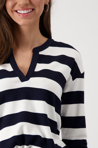 Monari Striped Sweatshirt Blue Ivory - MMJs Fashion