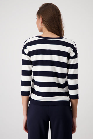 Monari Striped Sweatshirt Blue Ivory - MMJs Fashion