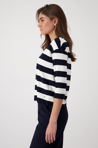 Monari Striped Sweatshirt Blue Ivory - MMJs Fashion