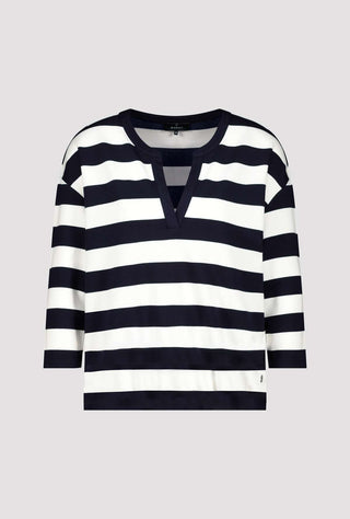 Monari Striped Sweatshirt Blue Ivory - MMJs Fashion