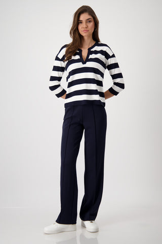 Monari Striped Sweatshirt Blue Ivory - MMJs Fashion