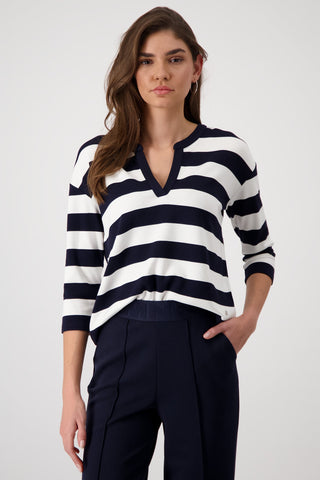 Monari Striped Sweatshirt Blue Ivory - MMJs Fashion