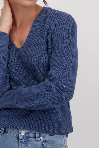 Monari V - Neck Jumper with Lurex Blue - MMJs Fashion