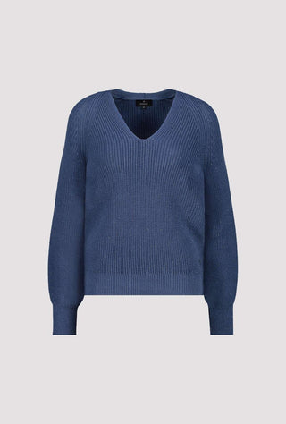 Monari V - Neck Jumper with Lurex Blue - MMJs Fashion