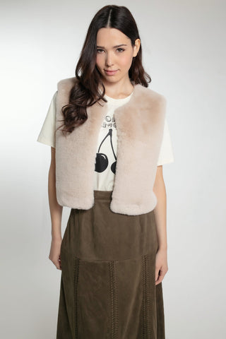 Nooki Faux Fur Gilet Beige Edelweiss - MMJs Fashion