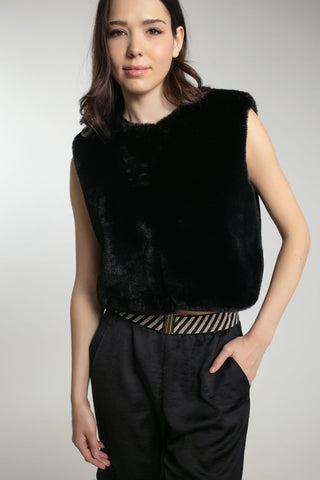 Nooki Faux Fur Gilet Black Edelweiss - MMJs Fashion