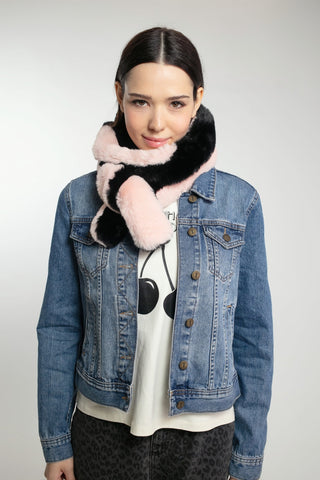 Nooki Faux Fur Scarf Black Pink Pasha - MMJs Fashion