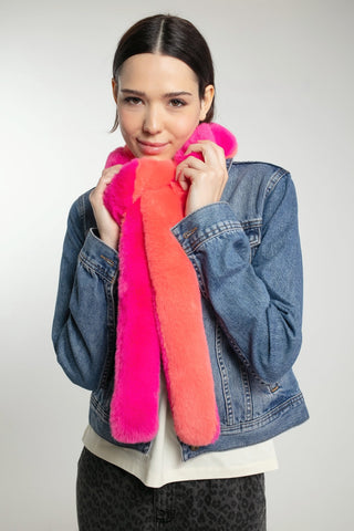 Nooki Faux Fur Scarf Pink Orange Pasha - MMJs Fashion