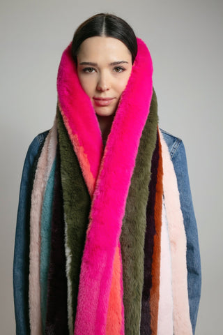 Nooki Faux Fur Scarf Pink Orange Pasha - MMJs Fashion