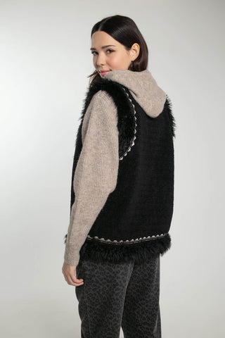 Nooki Faux Shearling Gilet Black Dannika - MMJs Fashion