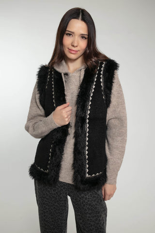 Nooki Faux Shearling Gilet Black Dannika - MMJs Fashion