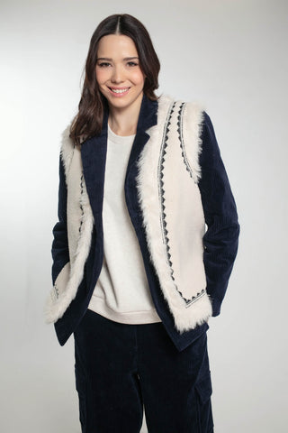 Nooki Faux Shearling Gilet Cream Dannika - MMJs Fashion