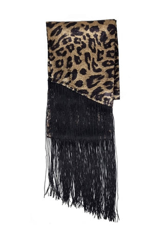 Nooki Lamé Leopard Print Scarf Gold Black Stevie - MMJs Fashion