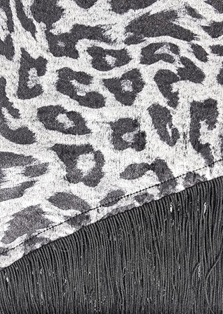 Nooki Lame Leopard Print Scarf Silver Black Stevie - MMJs Fashion