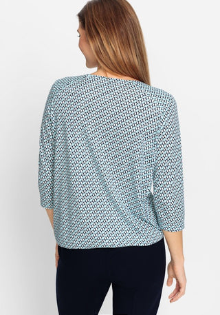 Olsen 3/4 Sleeve Patterned Top Blue Clara - MMJs Fashion