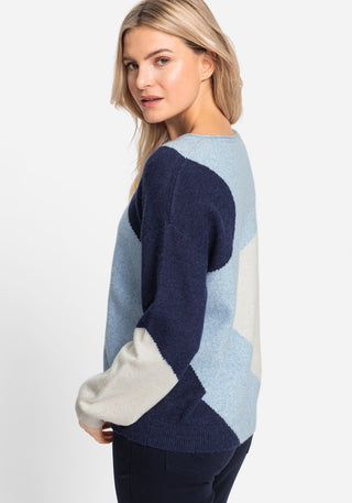 Olsen Abstract Pattern Jumper Blue Melange Cora - MMJs Fashion