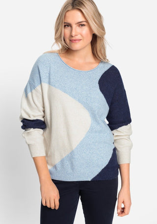 Olsen Abstract Pattern Jumper Blue Melange Cora - MMJs Fashion