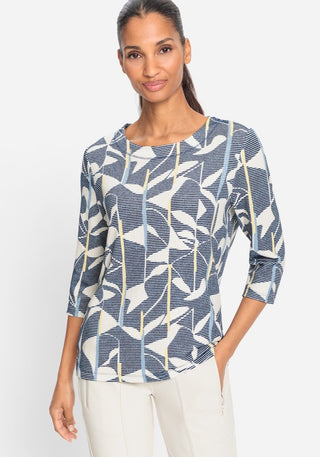 Olsen Abstract Print Sweatshirt Blue Henny Jersey - MMJs Fashion