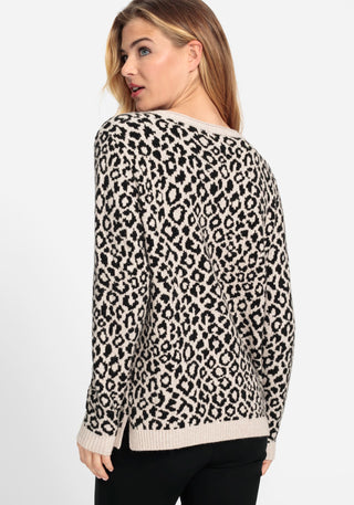 Olsen Animal Print Jumper Beige Henny - MMJs Fashion