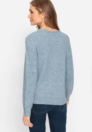 Olsen Blue Melange V Neck Jumper Henny - MMJs Fashion