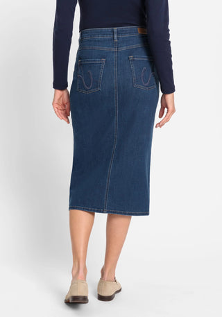 Olsen Blue Midi Length Denim Skirt - MMJs Fashion