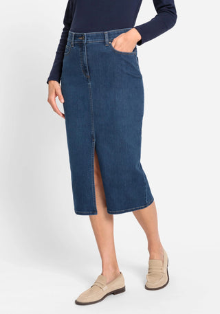 Olsen Blue Midi Length Denim Skirt - MMJs Fashion