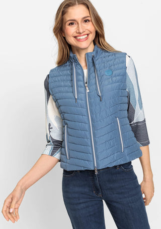 Olsen Blue Quilted Zip Front Gilet - MMJs Fashion